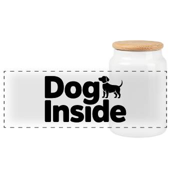 Le chien à l’intérieur de la silhouette - Boîte à biscuits avec couvercle en bois - blanc - Devant