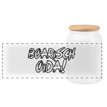 BOARISCH OIDA! - Panorama Keksdose mit Holzdeckel - Weiß - Vorne