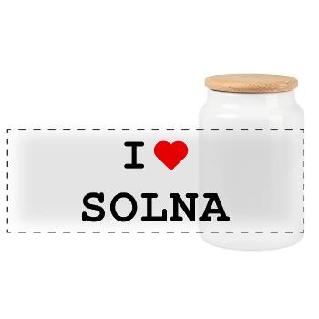 I love Solna - Ich liebe Solna - Panorama Keksdose mit Holzdeckel - Weiß - Vorne