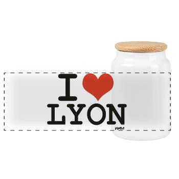 i love lyon - I love lyon - Panoramic Cookie Jar with Wooden Lid - white - Front