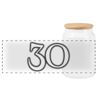 30 - Panoramic Cookie Jar with Wooden Lid - white - Front