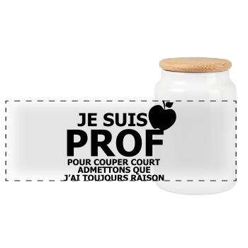 Je suis Prof - Boîte à biscuits avec couvercle en bois - blanc - Devant