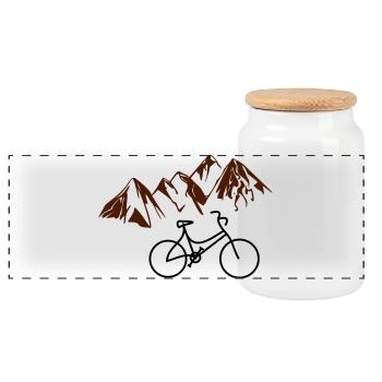 Old bike mountains - Panoramic Cookie Jar with Wooden Lid - white - Front