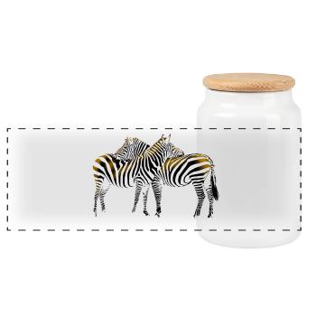 Zebra - Panorama Keksdose mit Holzdeckel - Weiß - Vorne