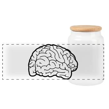 Brain - Gehirn, Gehirnwindungen - Panorama Keksdose mit Holzdeckel - Weiß - Vorne