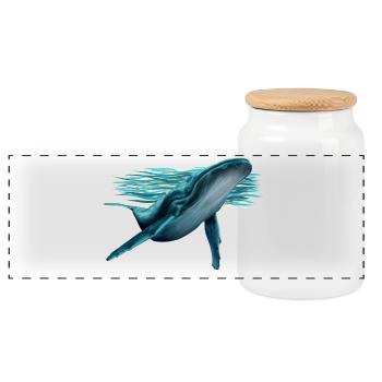 Whale - Boîte à biscuits avec couvercle en bois - blanc - Devant