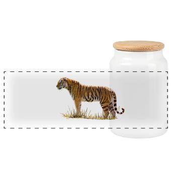 Tiger - Boîte à biscuits avec couvercle en bois - blanc - Devant