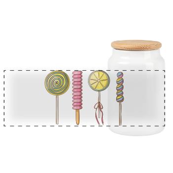 Lollies - Panorama Keksdose mit Holzdeckel - Weiß - Vorne
