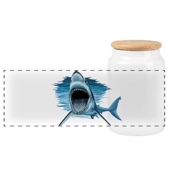 shark - Boîte à biscuits avec couvercle en bois - blanc - Devant