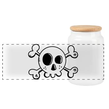 Comic Skull - Skull - Pirate - Skull - Panoramic Cookie Jar with Wooden Lid - white - Front