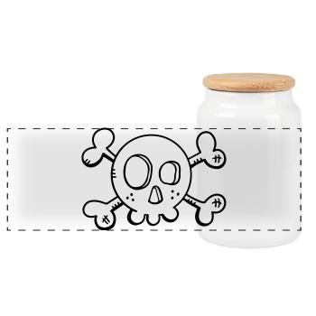 Funny Skull - Skull - Skull - Pirate - Panoramic Cookie Jar with Wooden Lid - white - Front