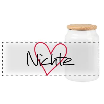 Nichte Herz Geschenk Geschenkidee Partnerlook - Panorama Keksdose mit Holzdeckel - Weiß - Vorne