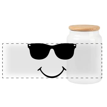 smiley face - Panorama Keksdose mit Holzdeckel - Weiß - Vorne