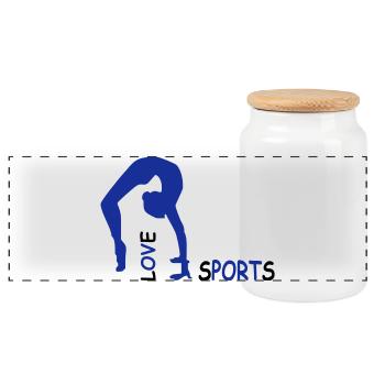 sports - Panoramic Cookie Jar with Wooden Lid - white - Front