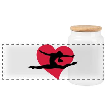 I love gymnastics - Ich liebe gymnastik - Panorama Keksdose mit Holzdeckel - Weiß - Vorne