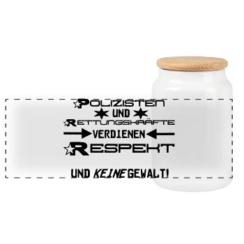 Polizist Rettungskräfte Polizei Feuerwehr Geschenk - Panorama Keksdose mit Holzdeckel - Weiß - Vorne