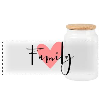 Family heart gift idea parents child love - Panoramic Cookie Jar with Wooden Lid - white - Front