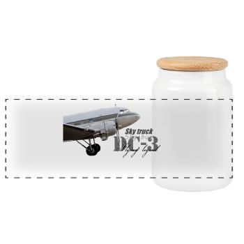 DC-3 - Panorama Keksdose mit Holzdeckel - Weiß - Vorne