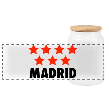 Madrid - Panoramic Cookie Jar with Wooden Lid - white - Front