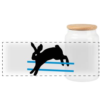 Un lapin sautant - Boîte à biscuits avec couvercle en bois - blanc - Devant