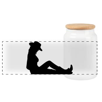 usa fille - Boîte à biscuits avec couvercle en bois - blanc - Devant
