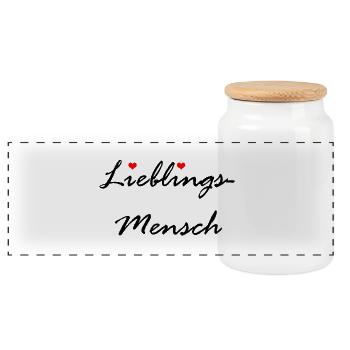 LIEBLINGSMENSCH LIEBE HERZ VALENTINSTAG GESCHENK - Panorama Keksdose mit Holzdeckel - Weiß - Vorne