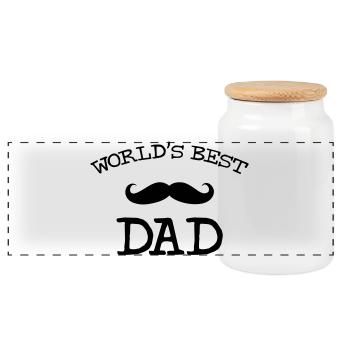 World's Best Dad - Boîte à biscuits avec couvercle en bois - blanc - Devant