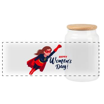 Journée internationale de la femme - Boîte à biscuits avec couvercle en bois - blanc - Devant