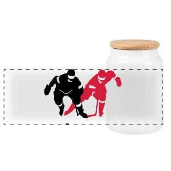 Hockey - Boîte à biscuits avec couvercle en bois - blanc - Devant