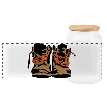 old shoes - Panoramic Cookie Jar with Wooden Lid - white - Front
