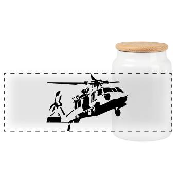 hélicoptère - Boîte à biscuits avec couvercle en bois - blanc - Devant