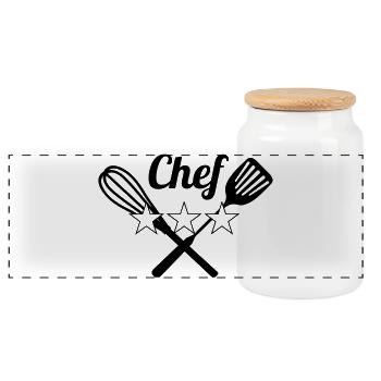 Chef - Boîte à biscuits avec couvercle en bois - blanc - Devant