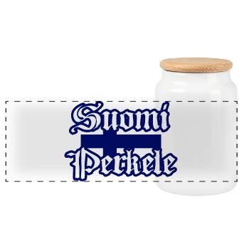 Suomi Perkele - Diables de Finlande - Boîte à biscuits avec couvercle en bois - blanc - Devant