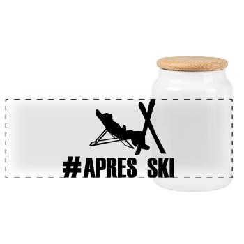 Ski, ski, skiing, après ski, freeski, winter - Panoramic Cookie Jar with Wooden Lid - white - Front