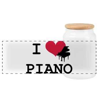 I Love Piano - Panoramic Cookie Jar with Wooden Lid - white - Front