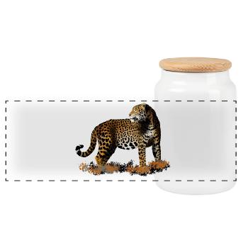 leopard - Boîte à biscuits avec couvercle en bois - blanc - Devant