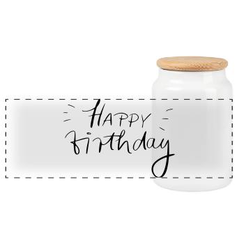 Happy Birthday - Panorama Keksdose mit Holzdeckel - Weiß - Vorne