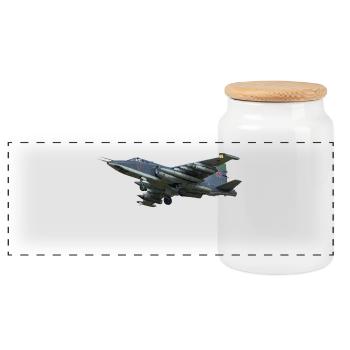 Sukhoi Su-25 - Panoramic Cookie Jar with Wooden Lid - white - Front