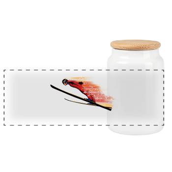 ski jumping - Panoramic Cookie Jar with Wooden Lid - white - Front