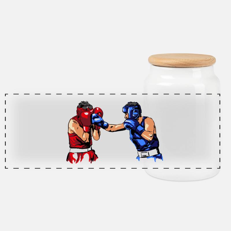 Boxing - Panorama Keksdose mit Holzdeckel - Weiß