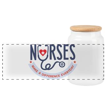 Nurses Make a Difference Everyday T-Shirt - Panoramic Cookie Jar with Wooden Lid - white - Front