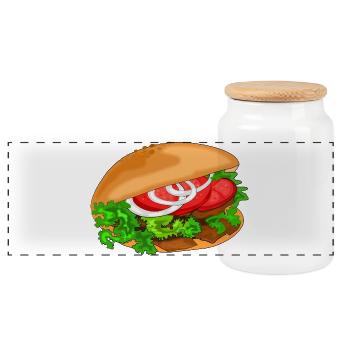 doener döner speise fast food - Panorama Keksdose mit Holzdeckel - Weiß - Vorne