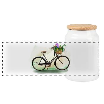 Bicycle with flowers - Boîte à biscuits avec couvercle en bois - blanc - Devant