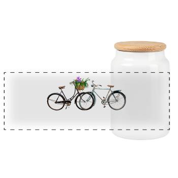 Bicycles - Boîte à biscuits avec couvercle en bois - blanc - Devant