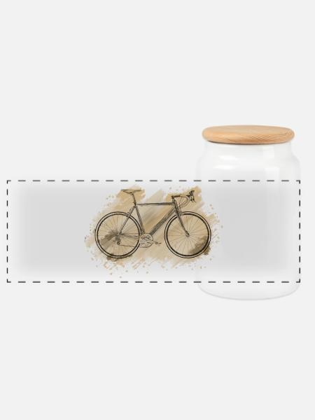 Rennrad - Panorama Keksdose mit Holzdeckel - Weiß
