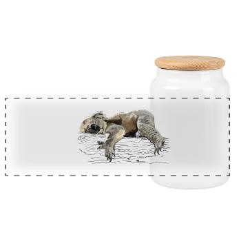 koala bear - Panoramic Cookie Jar with Wooden Lid - white - Front