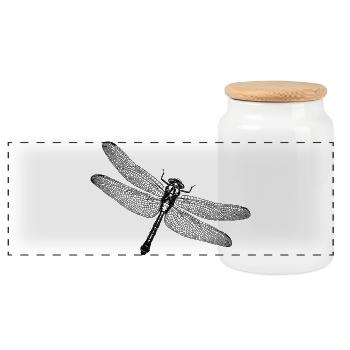 Libellule - Boîte à biscuits avec couvercle en bois - blanc - Devant