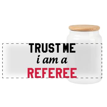 Referee - Schiedsrichter Arbitre - Sport - Match - Panorama Keksdose mit Holzdeckel - Weiß - Vorne
