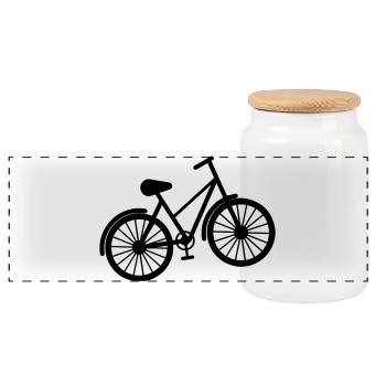 bicycle - Panoramic Cookie Jar with Wooden Lid - white - Front