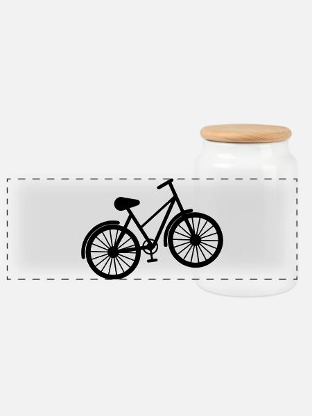 Fahrrad - Panorama Keksdose mit Holzdeckel - Weiß